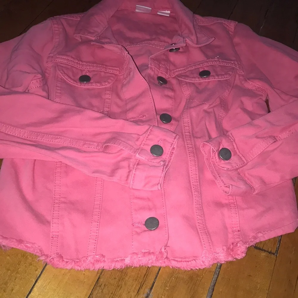 Roxy & Barbie Girls' Pink Jean Jacket with Embroidered Logo